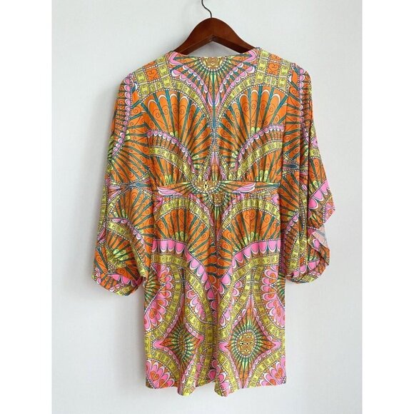 TRINA TURK Capri Lace-Up  Tunic ORANGE SHERBET Colourful XS - Picture 8 of 9